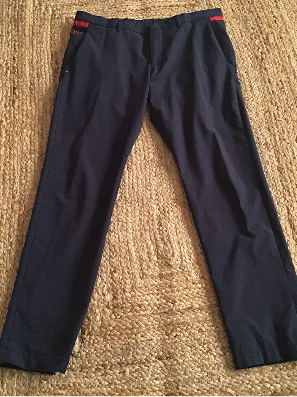 BOSS Hugo Boss Golf Men’s Pants Dark Navy Blue W/red Trim Sz 50 Eur Extra Slim